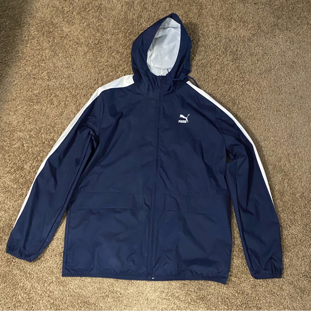 Puma Men's Dark Blue and White Windbreaker
